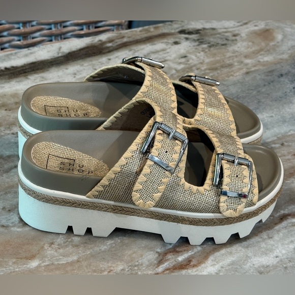 Women’s SHUSHOP Laura platform chunky gold woven sandal- Size 6.5 - Picture 4 of 6